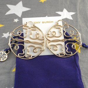 SALE: Tory Burch Twisted Miller Hoop Earrings in Tory Gold - BRAND NEW